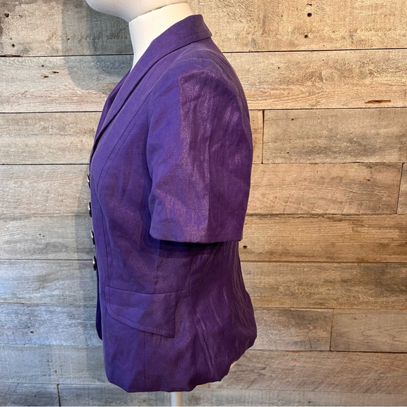 Vintage Zussette women’s purple shimmer short sleeved jacket in size small - Picture 2 of 6